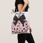 Happy Halloween Pumpkins und Bows rosa Coquette Tasche (Von Nahem)