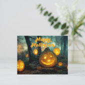 Happy Halloween Pumpkins und Spider Web Postkarte (Stehend Vorderseite)