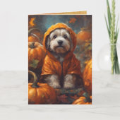 Happy Halloween Puppy and Pumpkins, Niedlicher Hun Karte (Vorderseite)