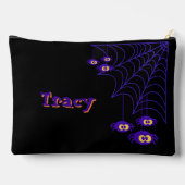 Happy Halloween Purple & Black Spider Design Zubehörtasche (Rückseite)