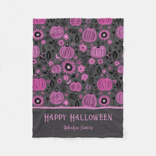 Happy Halloween Purple Pumpkin Family Name Fleecedecke (Vorderseite)