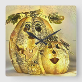 Happy Halloween Quadratische Wanduhr