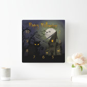Happy Halloween Quadratische Wanduhr (Zuhause)