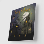 Happy Halloween Quadratische Wanduhr (Winkel)