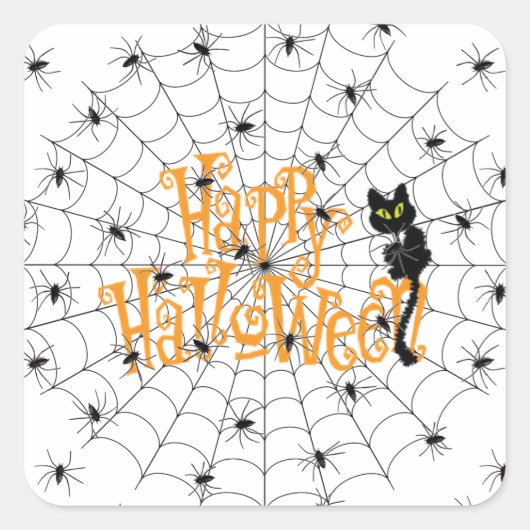 Happy Halloween Quadratischer Aufkleber (Vorderseite)