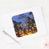 Happy Halloween Quadratischer Aufkleber (Umschlag)