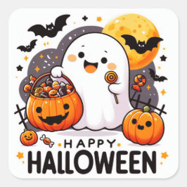 Happy Halloween Quadratischer Aufkleber