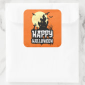Happy Halloween Quadratischer Aufkleber (Tasche)