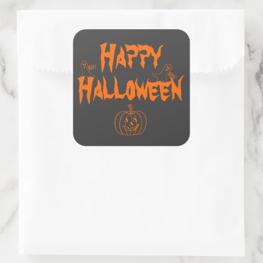 Happy Halloween Quadratischer Aufkleber (Tasche)