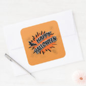 Happy Halloween Quadratischer Aufkleber (Umschlag)