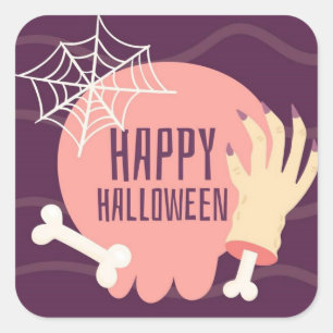 Happy Halloween Quadratischer Aufkleber