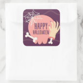 Happy Halloween Quadratischer Aufkleber (Tasche)