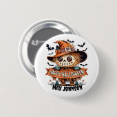 Happy Halloween - Quotes Orange Black Button (Vorne & Hinten)