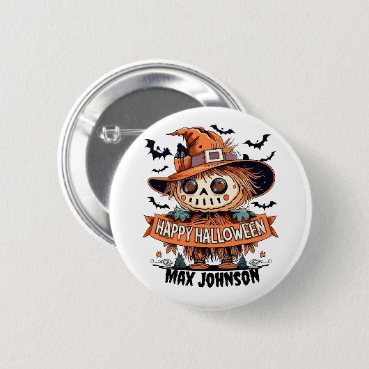 Happy Halloween - Quotes Orange Black Button (Vorne & Hinten)