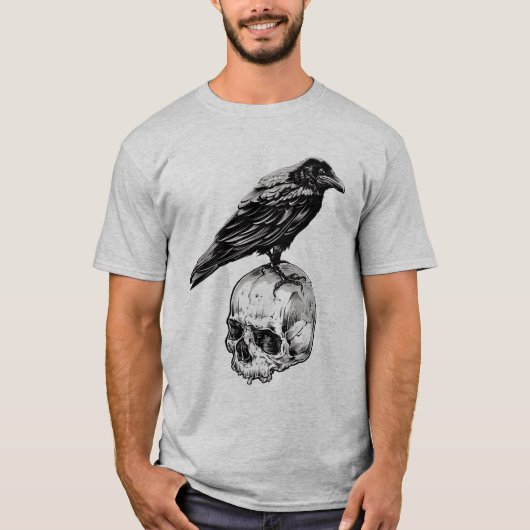 Happy Halloween | Rabe Crow & Skull T-Shirt (Vorderseite)