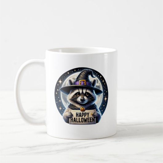 Happy Halloween Raccoon Mug, Animal Gift Kaffeetasse (Links)