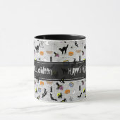 "Happy Halloween" Random Iconic Muster Grau Tasse (Zentrum)