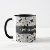 "Happy Halloween" Random Iconic Muster Grau Tasse (Links)