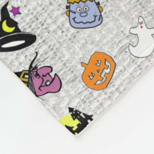 Happy Halloween Random Iconic Muster Gray Fleecedecke (Ecke)