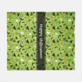 Happy Halloween Random Iconic Muster Green Fleecedecke (Vorderseite (Horizontal))