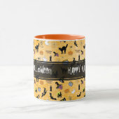 "Happy Halloween" Random Iconic Muster Orange Tasse (Zentrum)