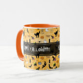 "Happy Halloween" Random Iconic Muster Orange Tasse (Vorderseite Links)