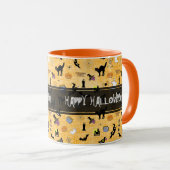 "Happy Halloween" Random Iconic Muster Orange Tasse (VorderseiteRechts)