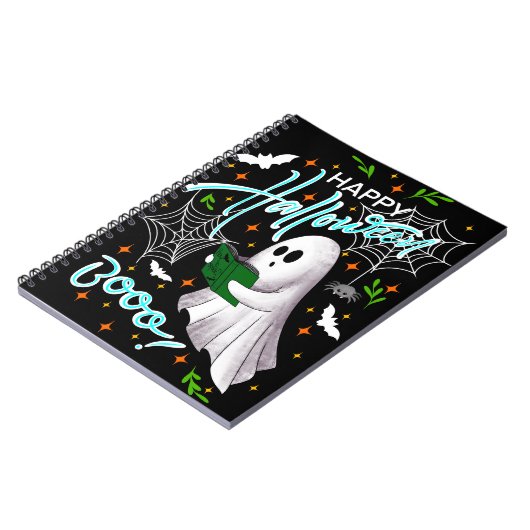 Happy Halloween reading ghost Notizblock (Linke Seite)