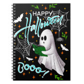 Happy Halloween reading ghost Notizblock (Vorderseite)