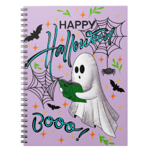 Happy Halloween reading ghost Notizblock