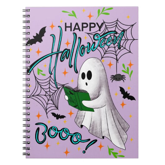 Happy Halloween reading ghost Notizblock (Vorderseite)