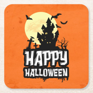 Happy Halloween Rechteckiger Pappuntersetzer