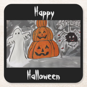 Happy Halloween Rechteckiger Pappuntersetzer