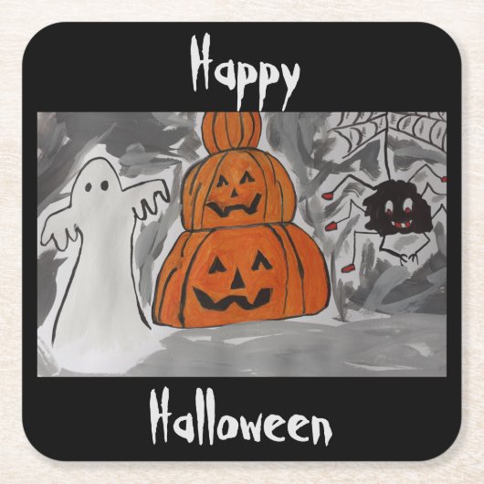 Happy Halloween Rechteckiger Pappuntersetzer (Vorderseite)