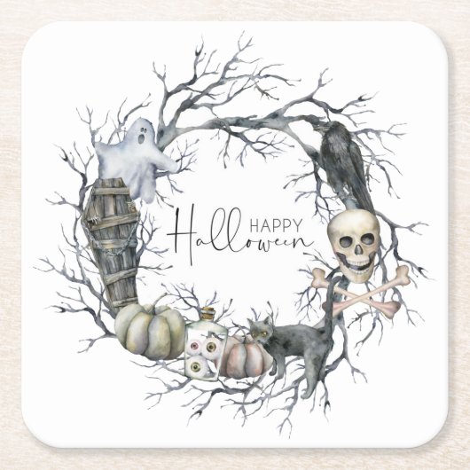 Happy Halloween Rechteckiger Pappuntersetzer (Vorderseite)