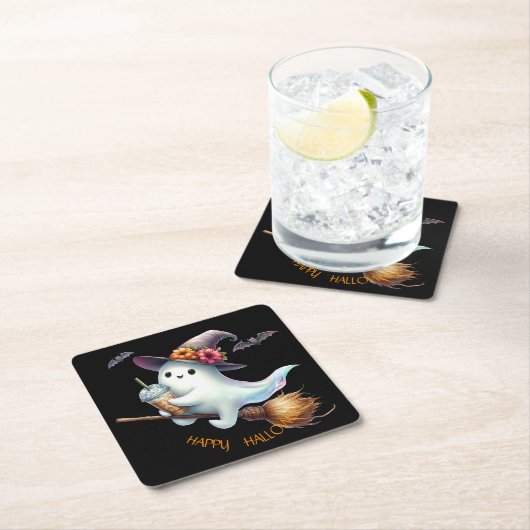 Happy Halloween Rechteckiger Pappuntersetzer (Vor Ort)