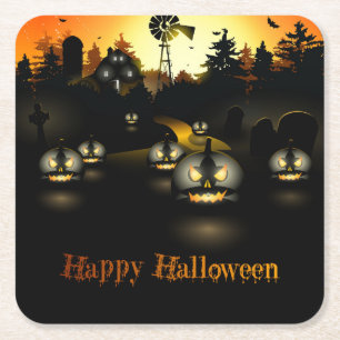 Happy Halloween Rechteckiger Pappuntersetzer
