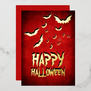 Happy Halloween Red Black and Gold Folien Feiertagskarte