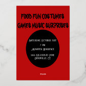 Happy Halloween Red Black Gold Folieneinladung (Rückseite)