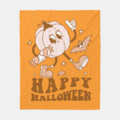 Happy Halloween| Retro Polka Dot Pumpkin Fleecedecke (Vorderseite)