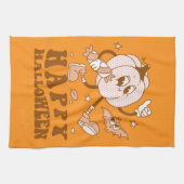 Happy Halloween| Retro Polka Dot Pumpkin Geschirrtuch (Horizontal)