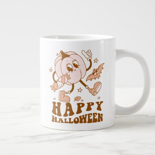 Happy Halloween| Retro Polka Dot Pumpkin Jumbo-Tasse (Rechts)