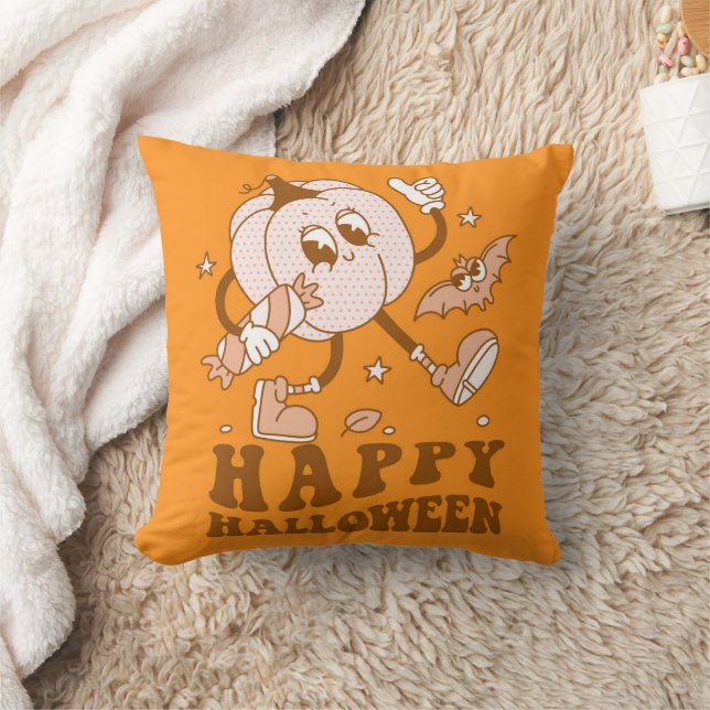 Happy Halloween| Retro Polka Dot Pumpkin Kissen (Decke)