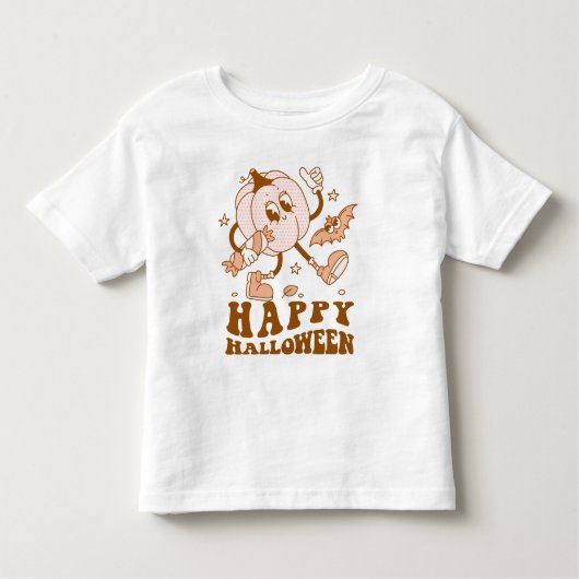 Happy Halloween| Retro Polka Dot Pumpkin Kleinkind T-shirt (Vorderseite)