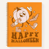 Happy Halloween| Retro Polka Dot Pumpkin Notizblock (Vorderseite)