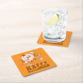 Happy Halloween| Retro Polka Dot Pumpkin Rechteckiger Pappuntersetzer (Vor Ort)