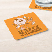 Happy Halloween| Retro Polka Dot Pumpkin Rechteckiger Pappuntersetzer (angewinkelt)