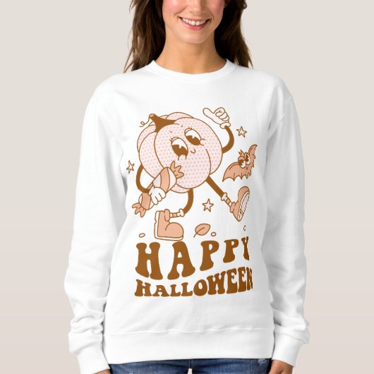 Happy Halloween| Retro Polka Dot Pumpkin Sweatshirt (Vorderseite)