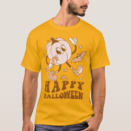 Happy Halloween| Retro Polka Dot Pumpkin T-Shirt (Vorderseite)