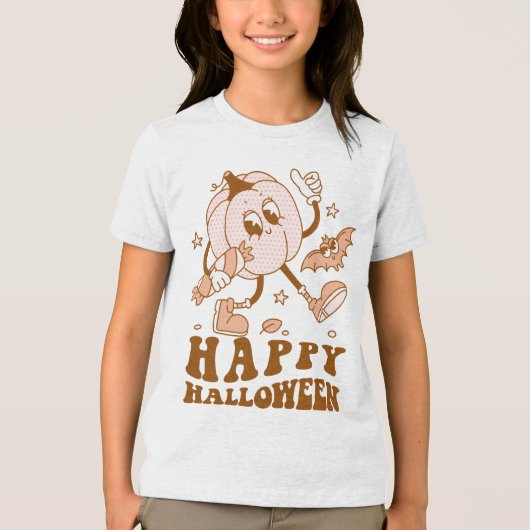 Happy Halloween| Retro Polka Dot Pumpkin Tri-Blend Shirt (Vorderseite)